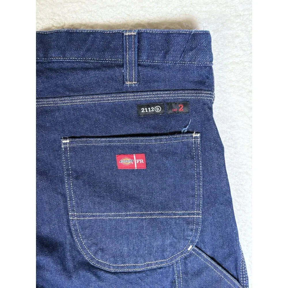 Dickies FR Jeans Mens 36x28 Blue Denim Flame Resistant Workwear 2112 Cat 2